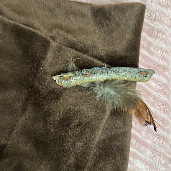 Custom Faux Fur Costume Sarong with Wood/Feather Accent - Picture 2 of 2